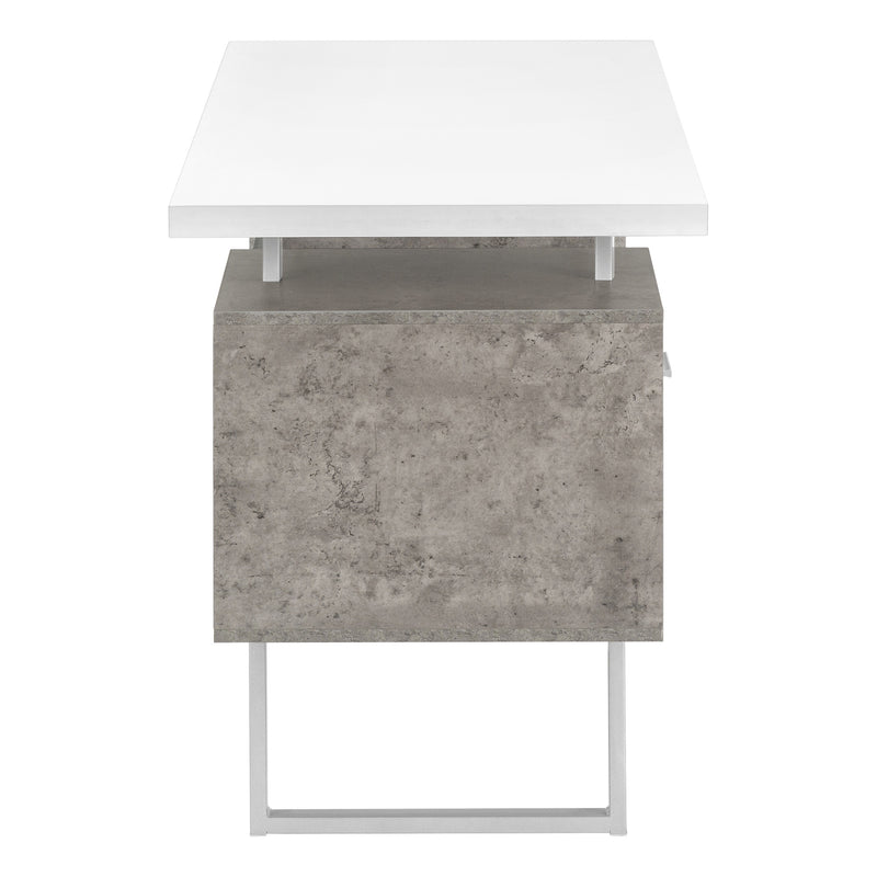 60" White and Gray Computer Desk With Three Drawers - Office