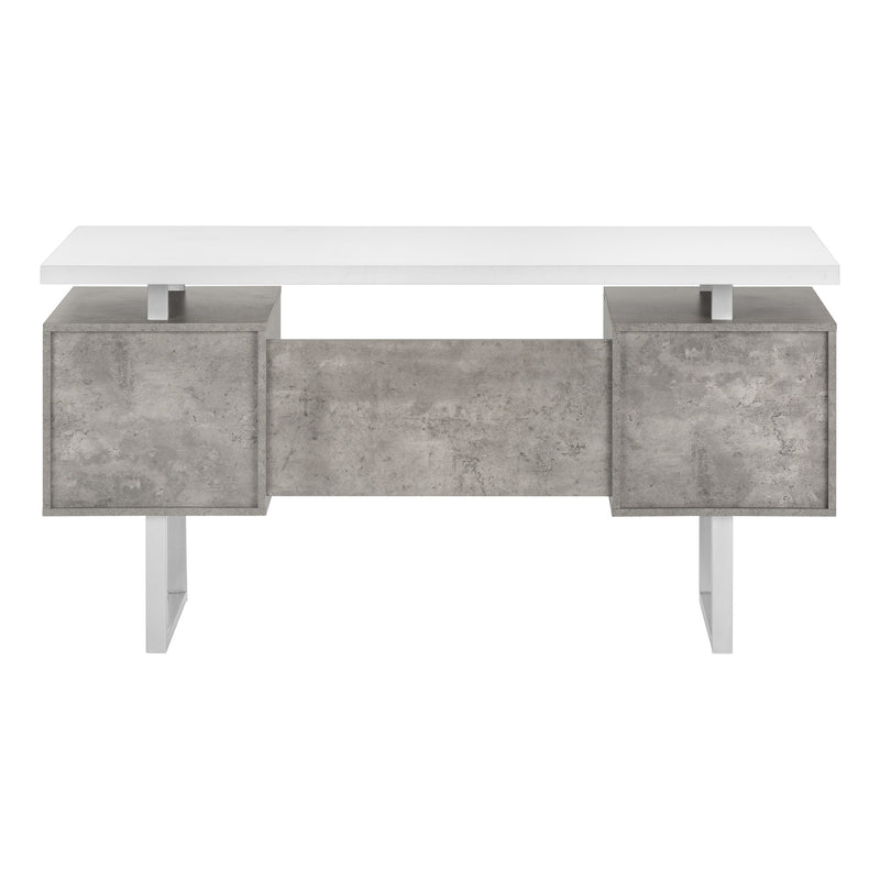 60" White and Gray Computer Desk With Three Drawers - Office