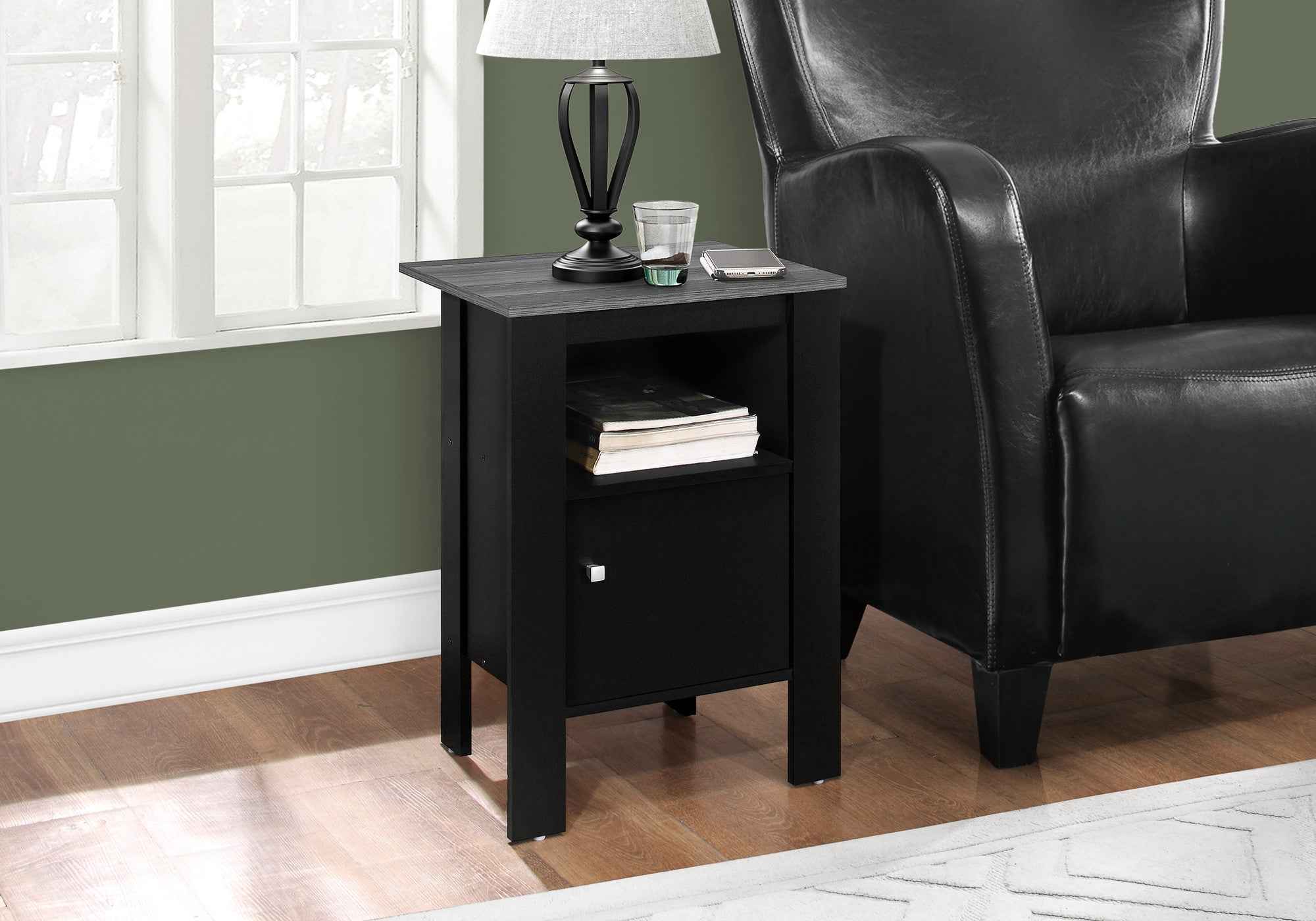 24" Black Wood Nightstand