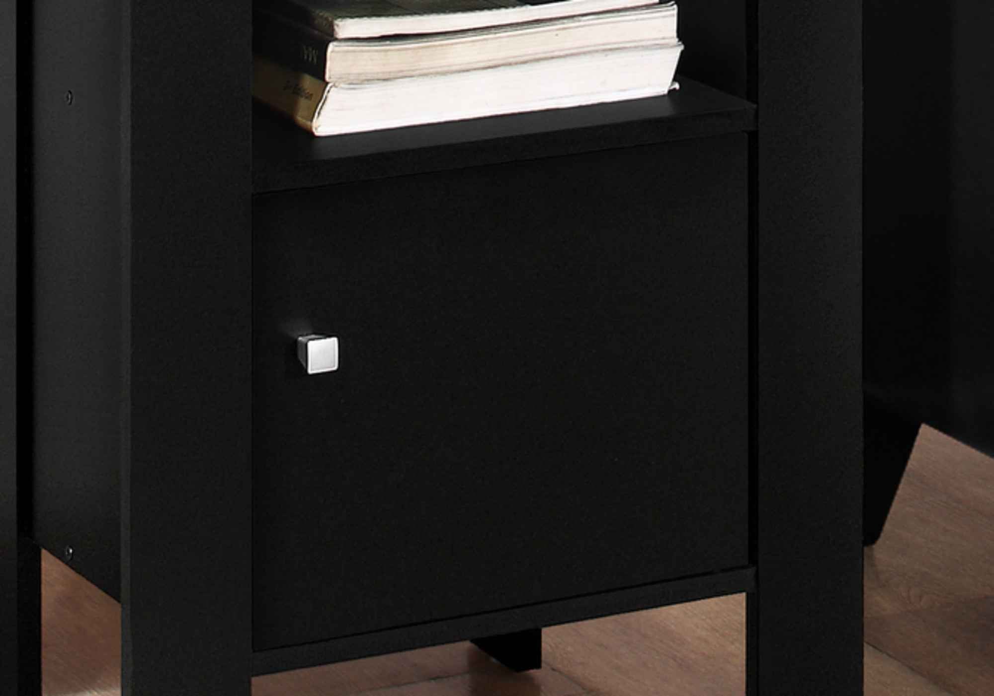 24" Black Wood Nightstand