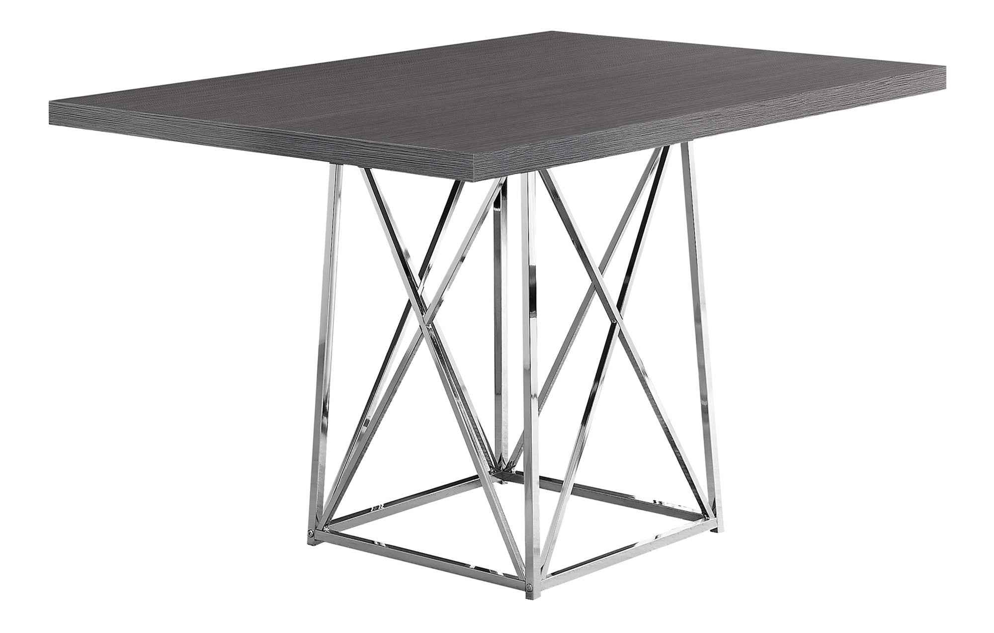 48" Taupe And Silver Metal Dining Table
