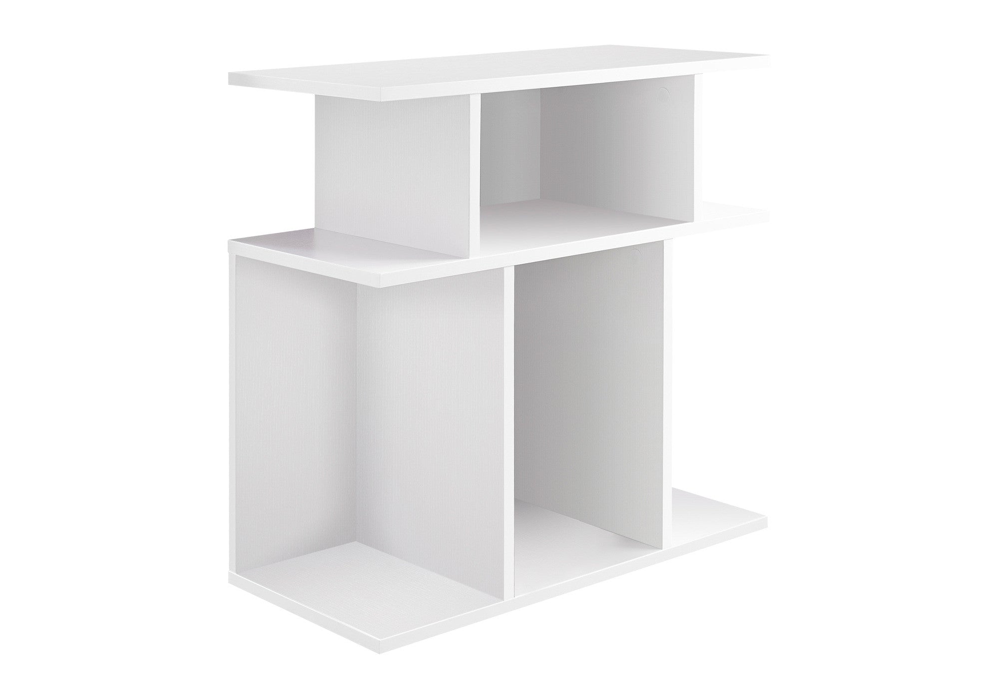 24" White Wood End Table With Six Open Shelves - Living Room