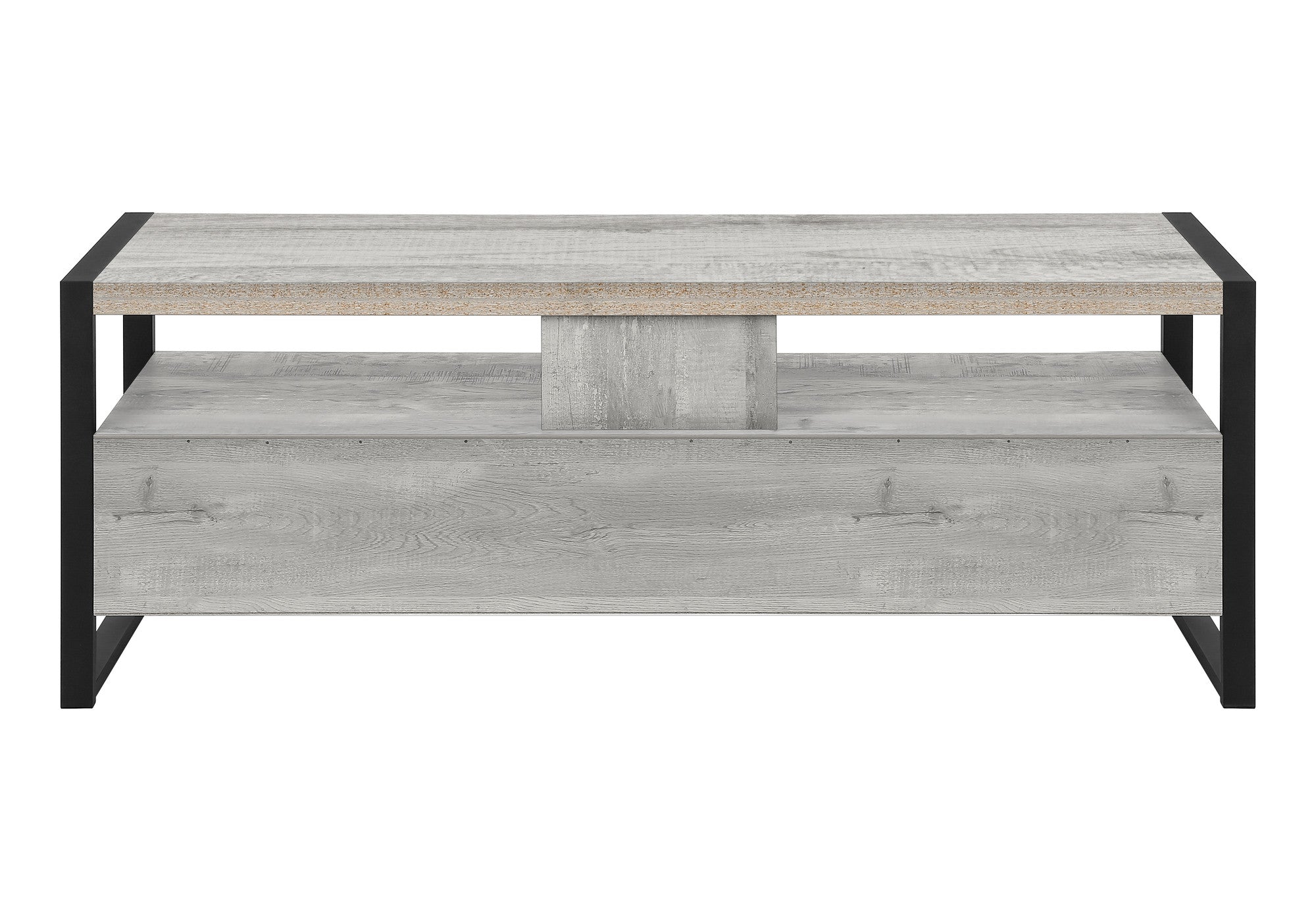59" Black and Gray Cabinet Enclosed Storage TV Stand - Living Room