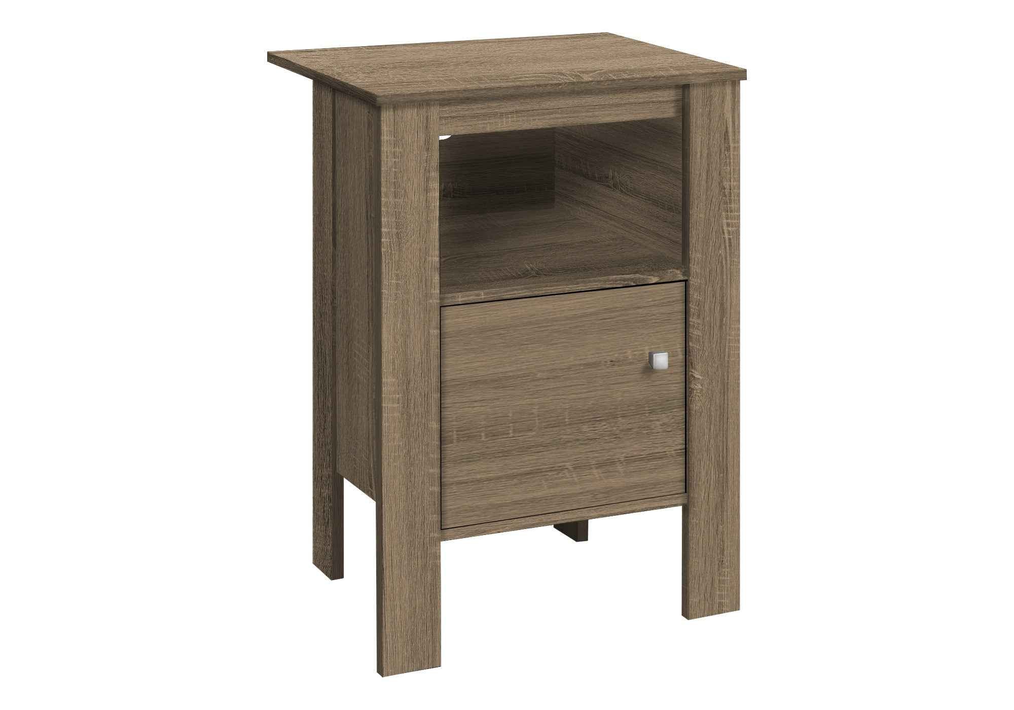 24" Deep Taupe Wood End Table With Shelf