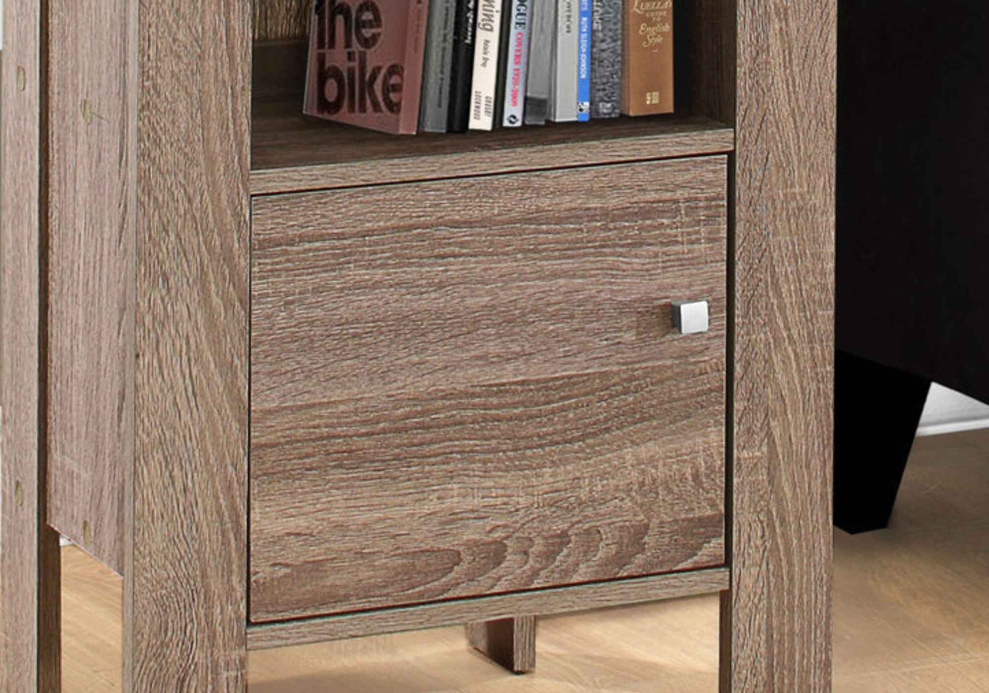 24" Deep Taupe Wood End Table With Shelf