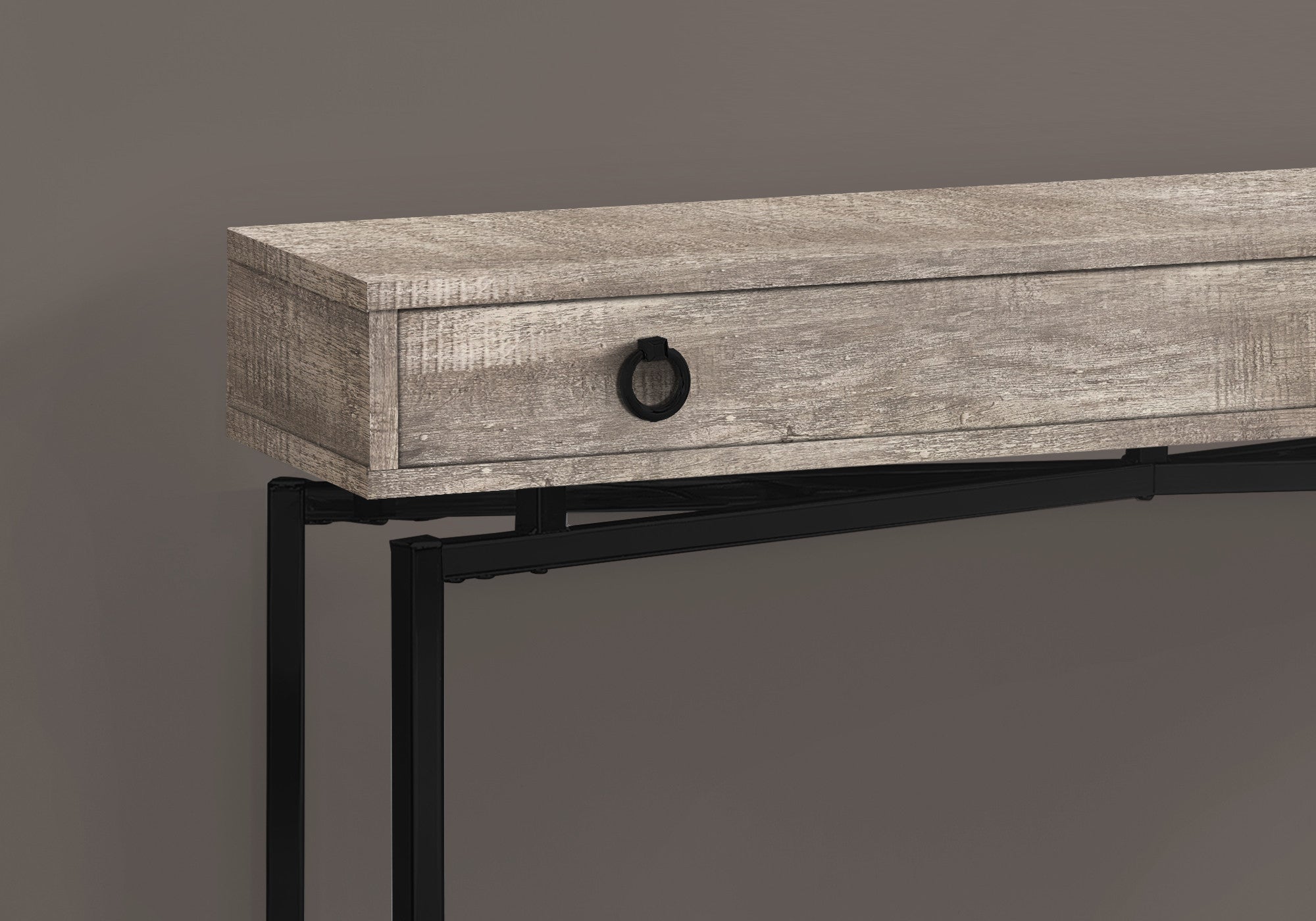 43" Taupe And Black Cross Leg Console Table - Living Room