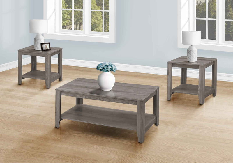 Set of Three 42" Gray Coffee Table With Shelf