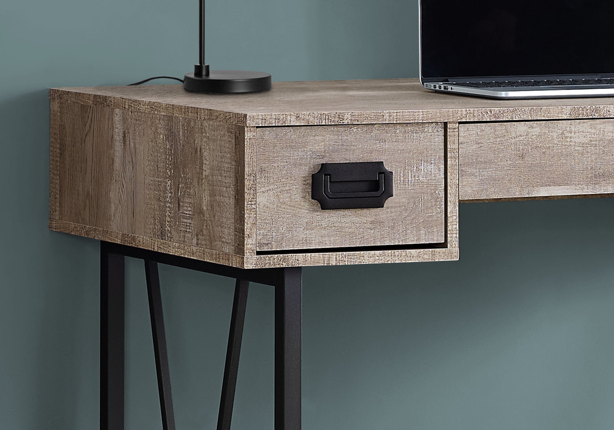 47" Taupe and Black Computer Desk With Three Drawers - Office Supplies