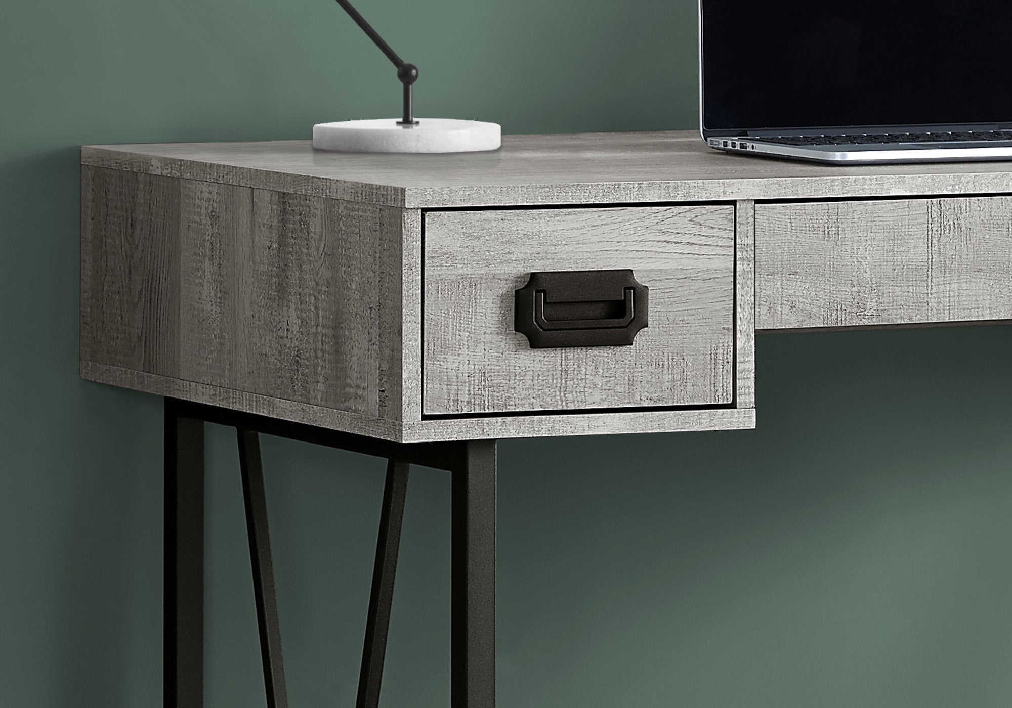 47" Gray and Black Computer Desk With Three Drawers - Office Supplies