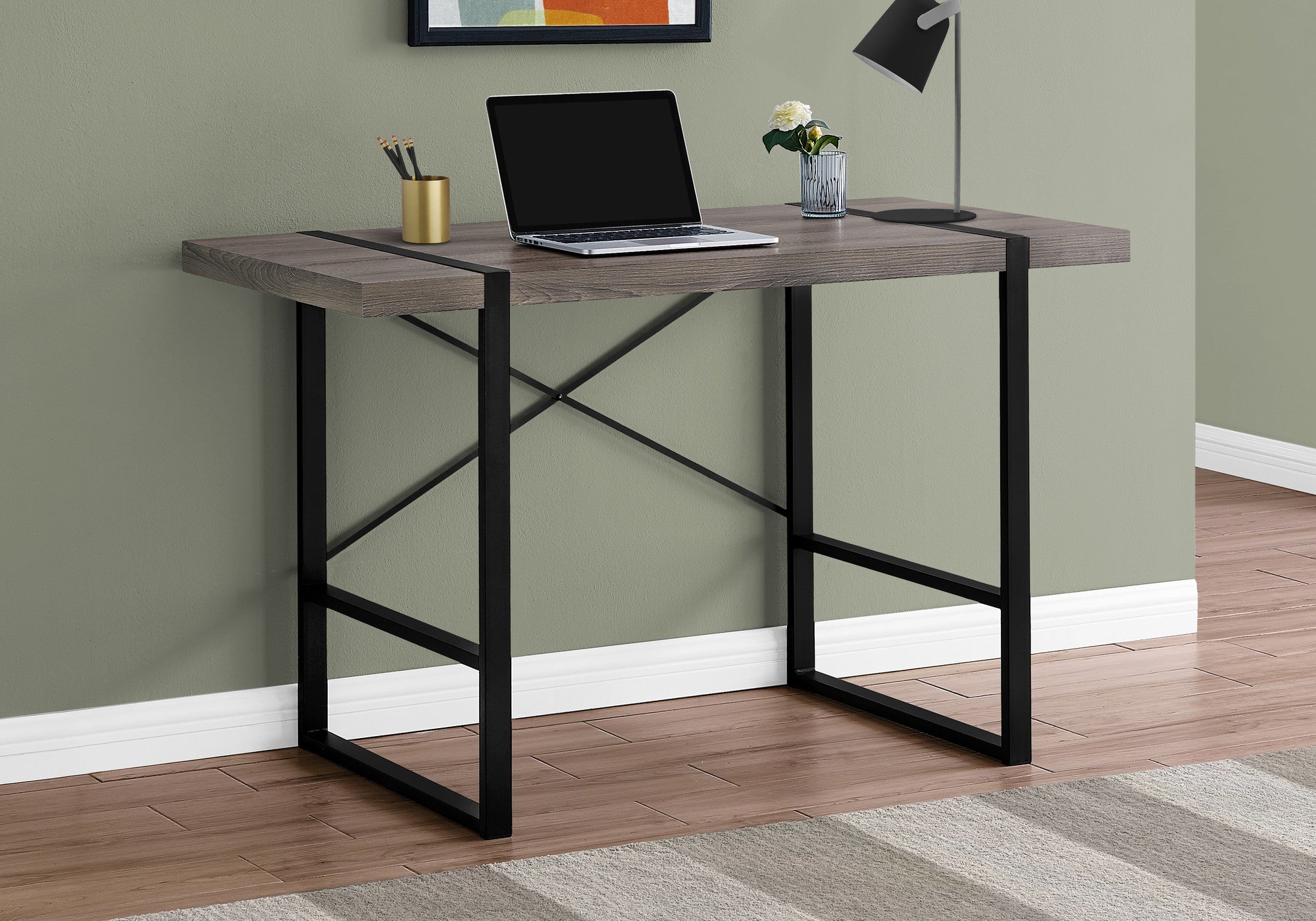 24" Taupe and Black Computer Desk - GreatEagleInc