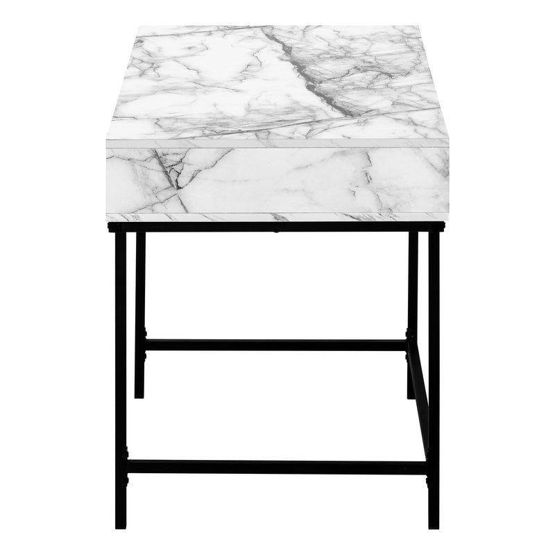 47" White and Black Wood and Metal H-Shape Computer Desk With Two Drawers - Office