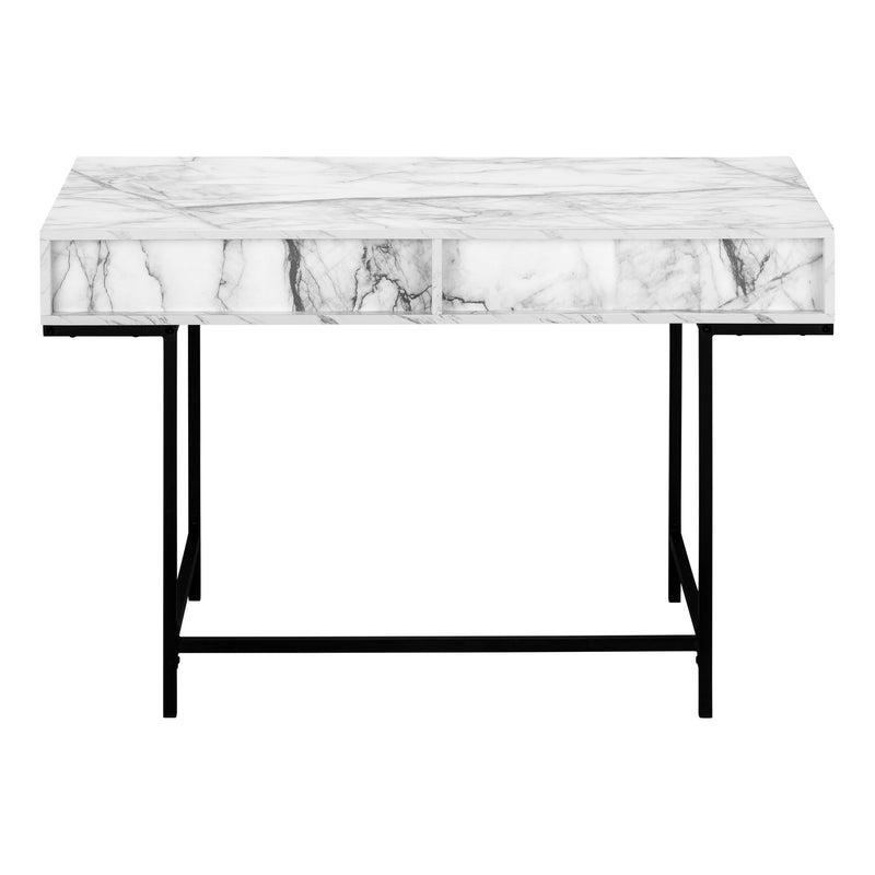 47" White and Black Wood and Metal H-Shape Computer Desk With Two Drawers - Office