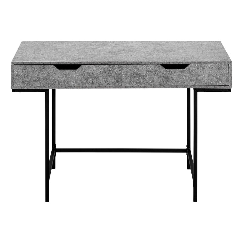47" Gray and Black Wood and Metal H-Shape Computer Desk With Two Drawers - Office