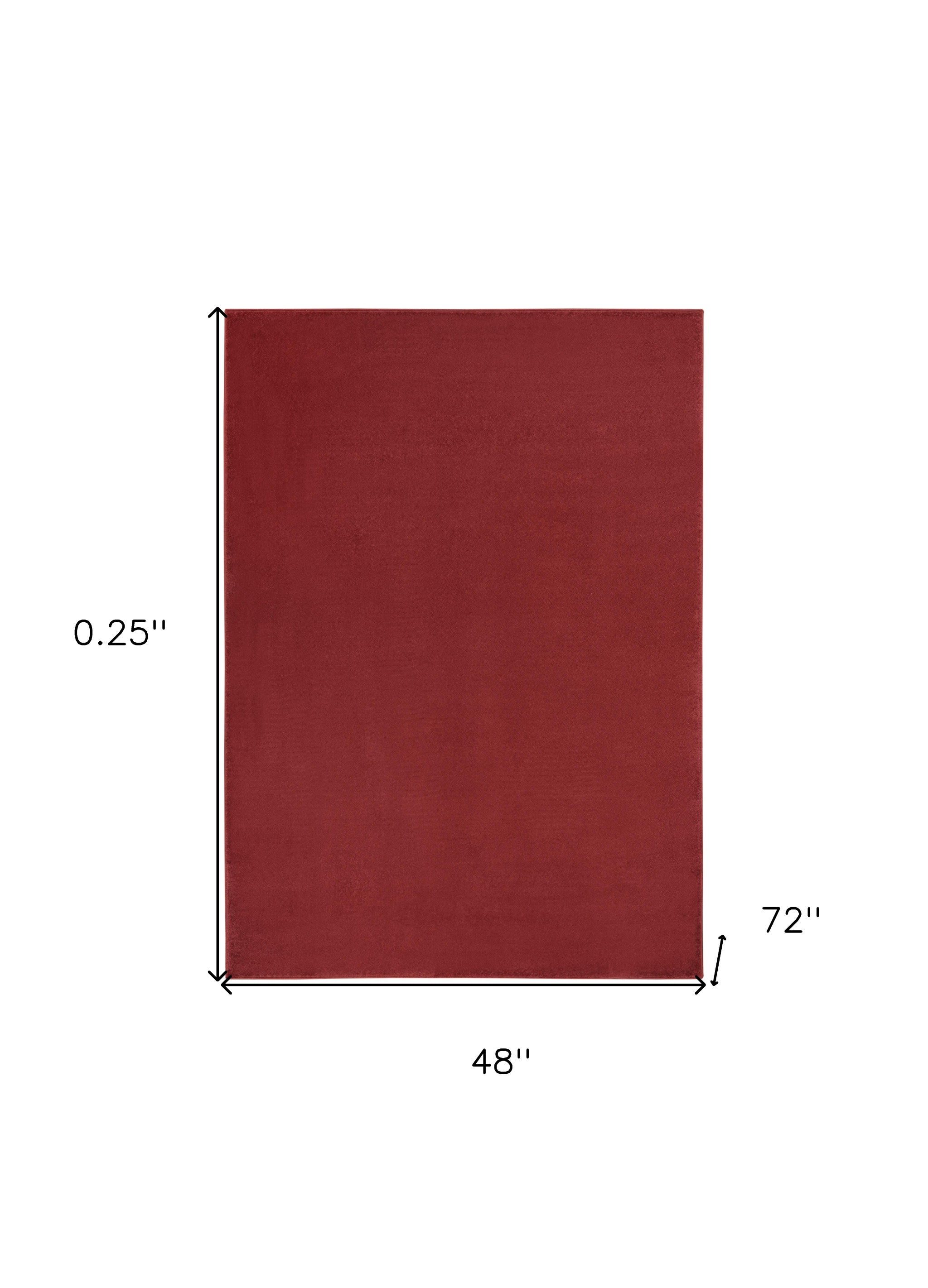 4' X 6' Brick Red Stain Resistant Indoor Outdoor Area Rug - Outdoor