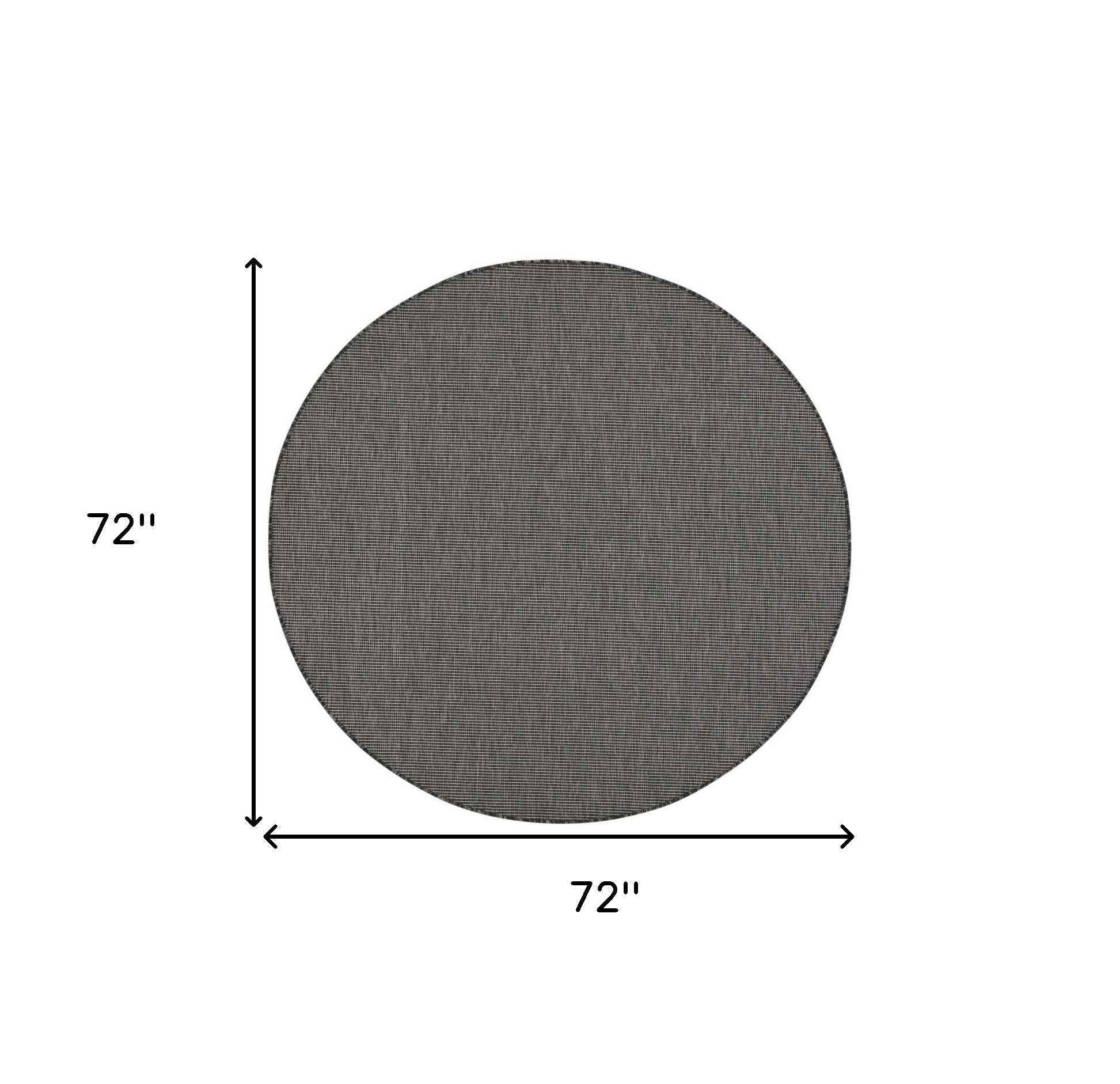 6' Charcoal Round Power Loom Area Rug