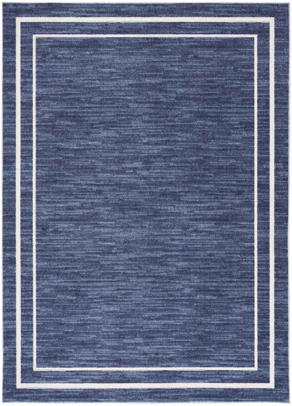 7' X 10' Navy Blue And Ivory Indoor Outdoor Area Rug