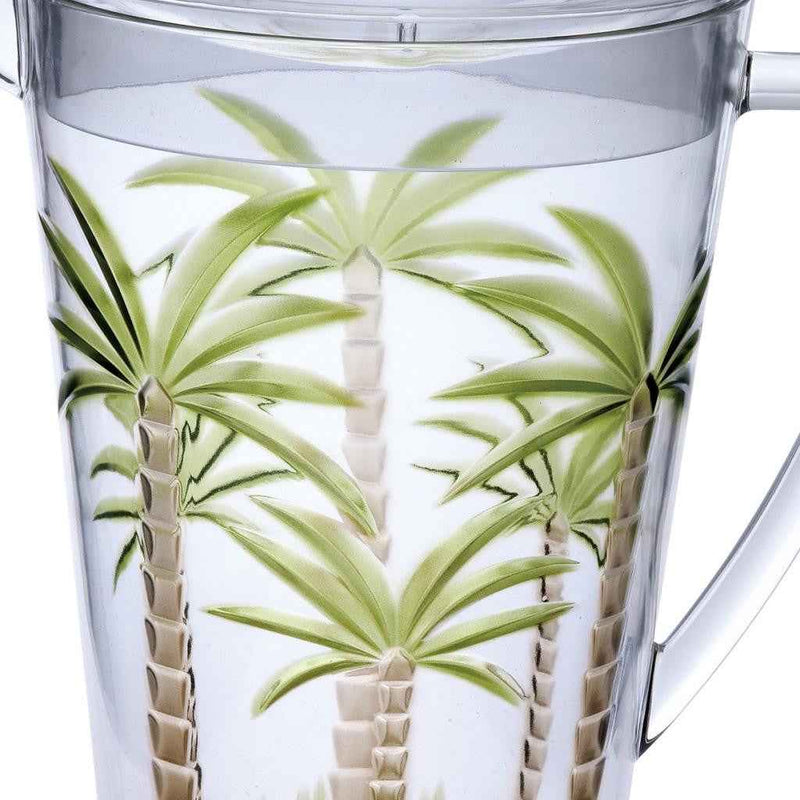2.5 Quart Clear and Green Palm Tree Acrylic Pitcher