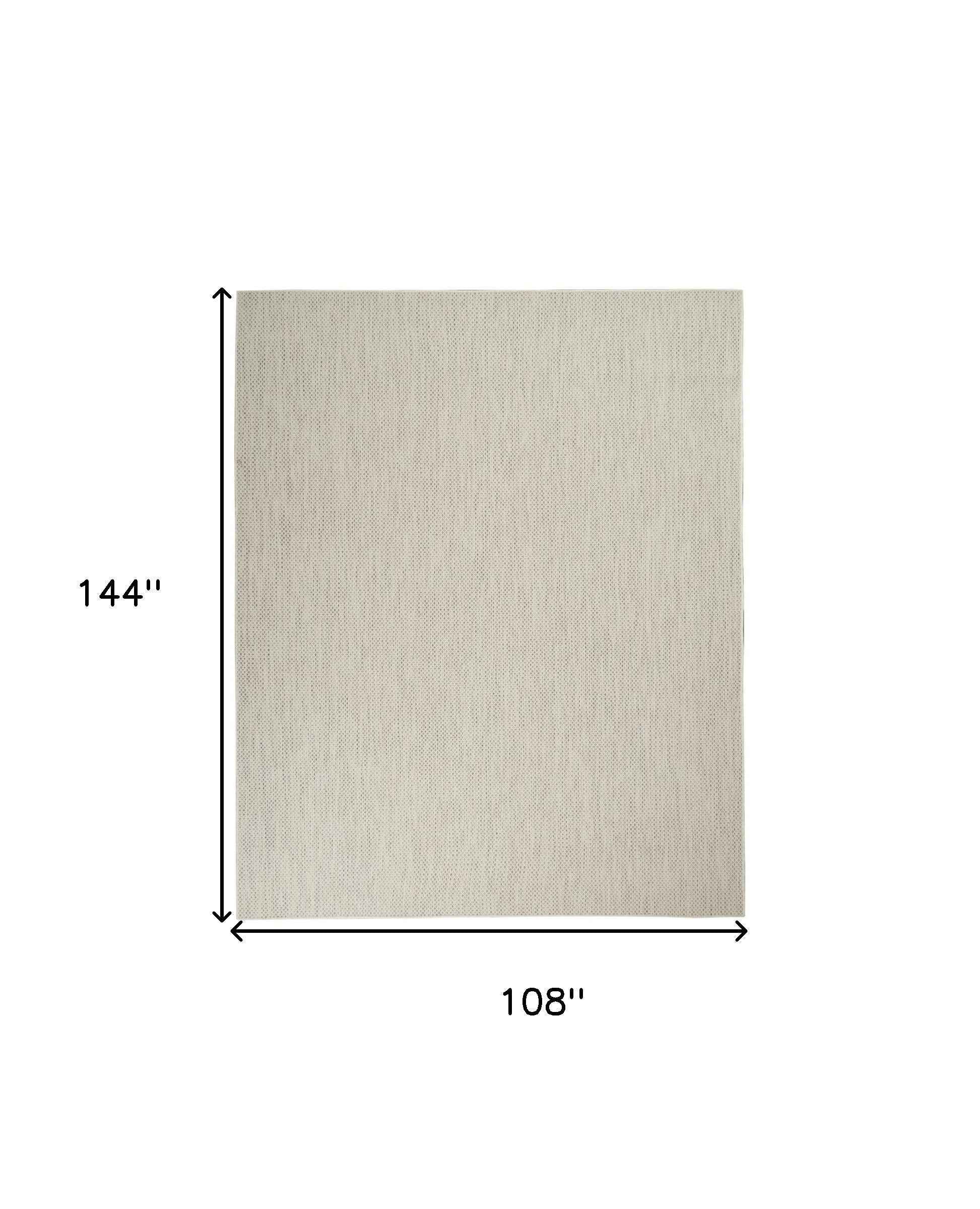 9' X 12' Ivory And Silver Indoor Outdoor Area Rug