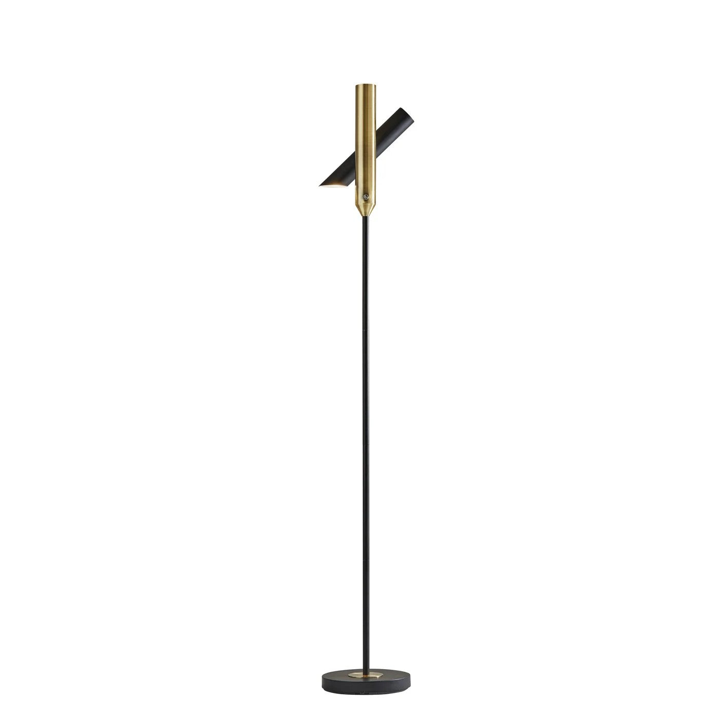 68" Black Metal LED Floor Lamp With Black Metal Cylinder Shade - Lighting