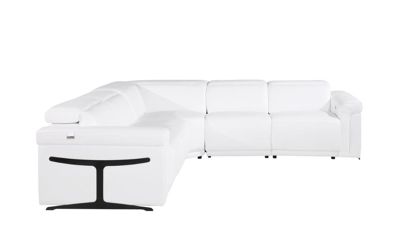White Italian Leather Modular L Shaped Five Piece Corner Sectional