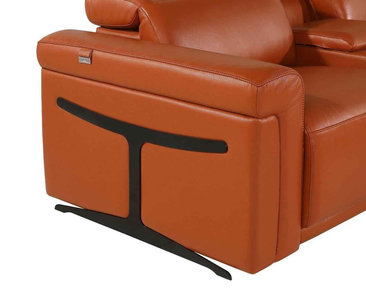 Camel Italian Leather Modular L Shaped Six Piece Corner Sectional With Console