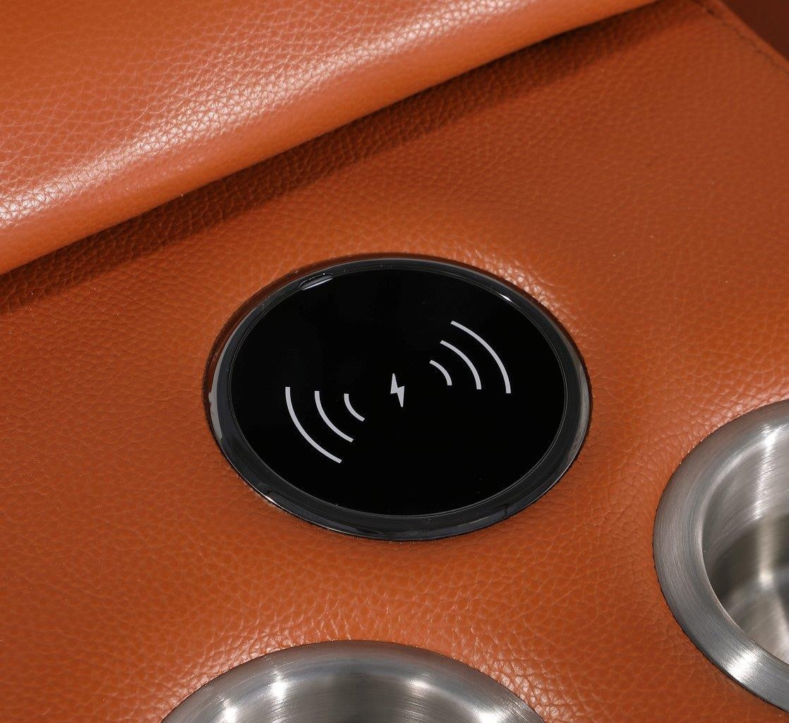 Camel Italian Leather Modular L Shaped Six Piece Corner Sectional With Console