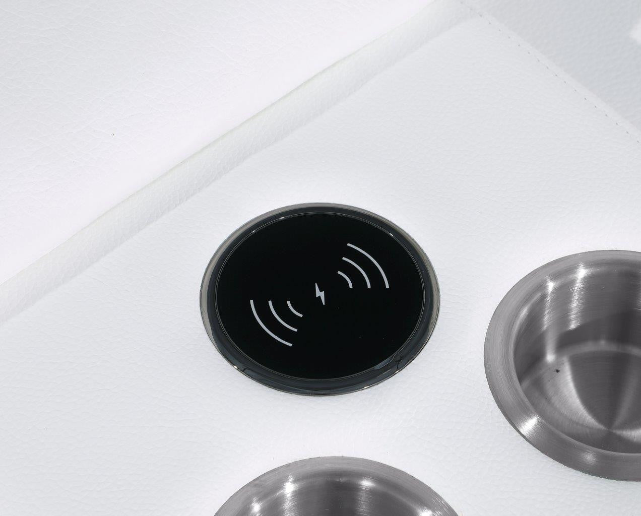 White Italian Leather Modular L Shaped Seven Piece Corner Sectional With Console