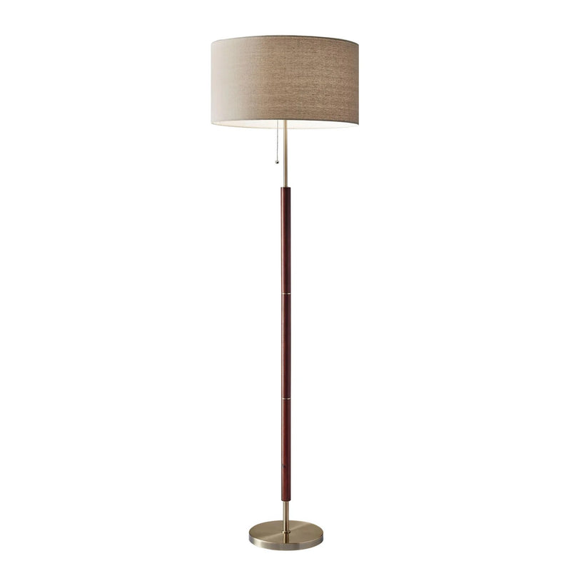 66" Brown Floor Lamp With Brown Fabric Drum Shade - Lighting