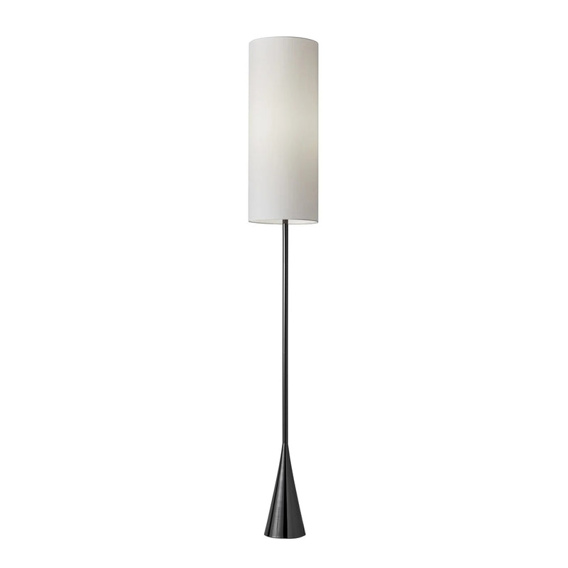 74" Black Floor Lamp With White Fabric Shade - Lighting