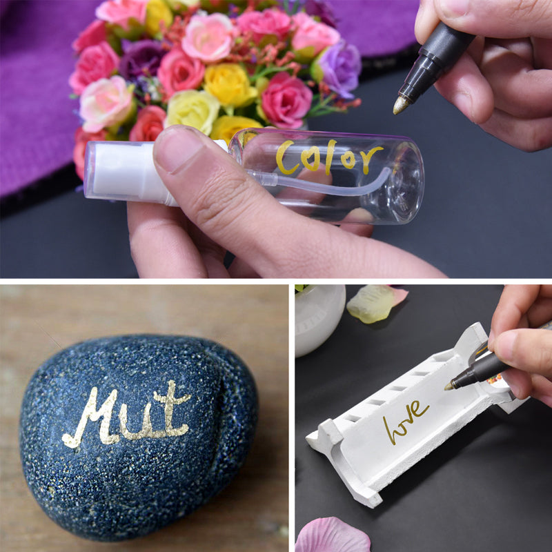 Art Marker Set Metal 10 Colors Medium Pen Metallic For DIY Photo Album Signature Liquid-ink Round Supplies Permanent Plastic