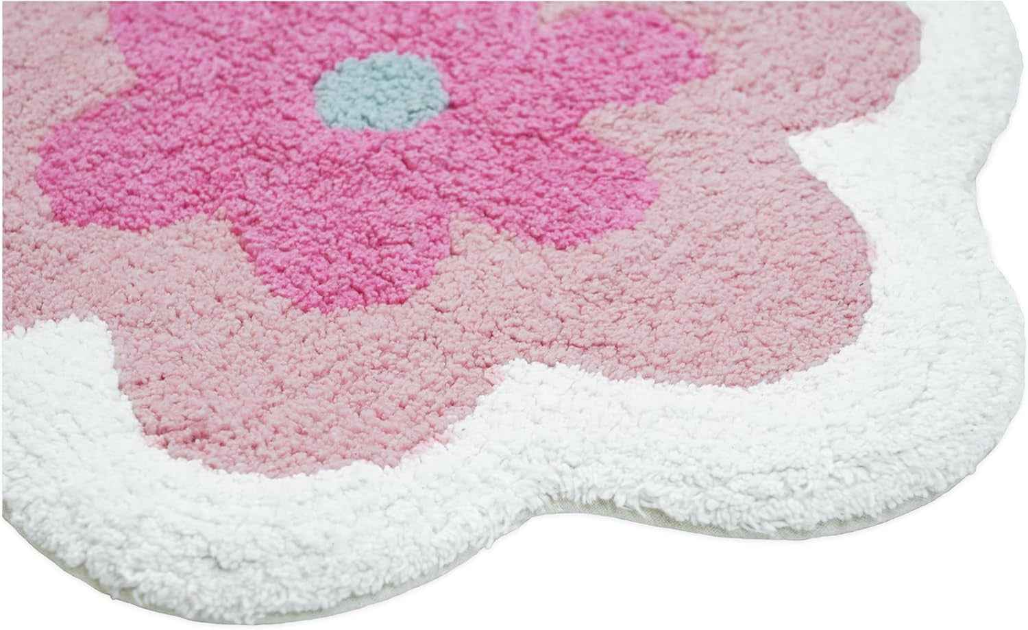 32" Pink And White Cotton Flowers Floral Bath Rug