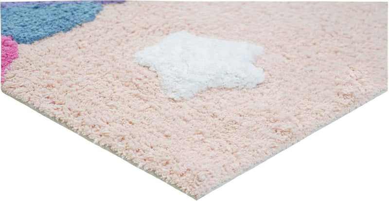 32" Pink And Yellow Cotton Unicorns Youthful Bath Rug