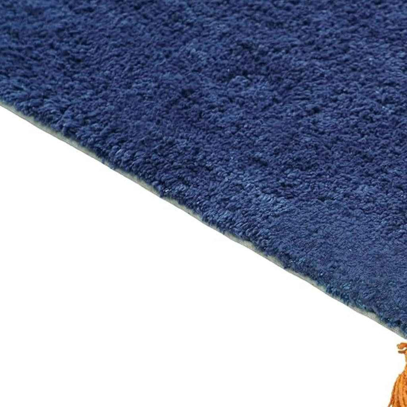 32" Blue Orange And White Cotton Dog Youthful Bath Rug