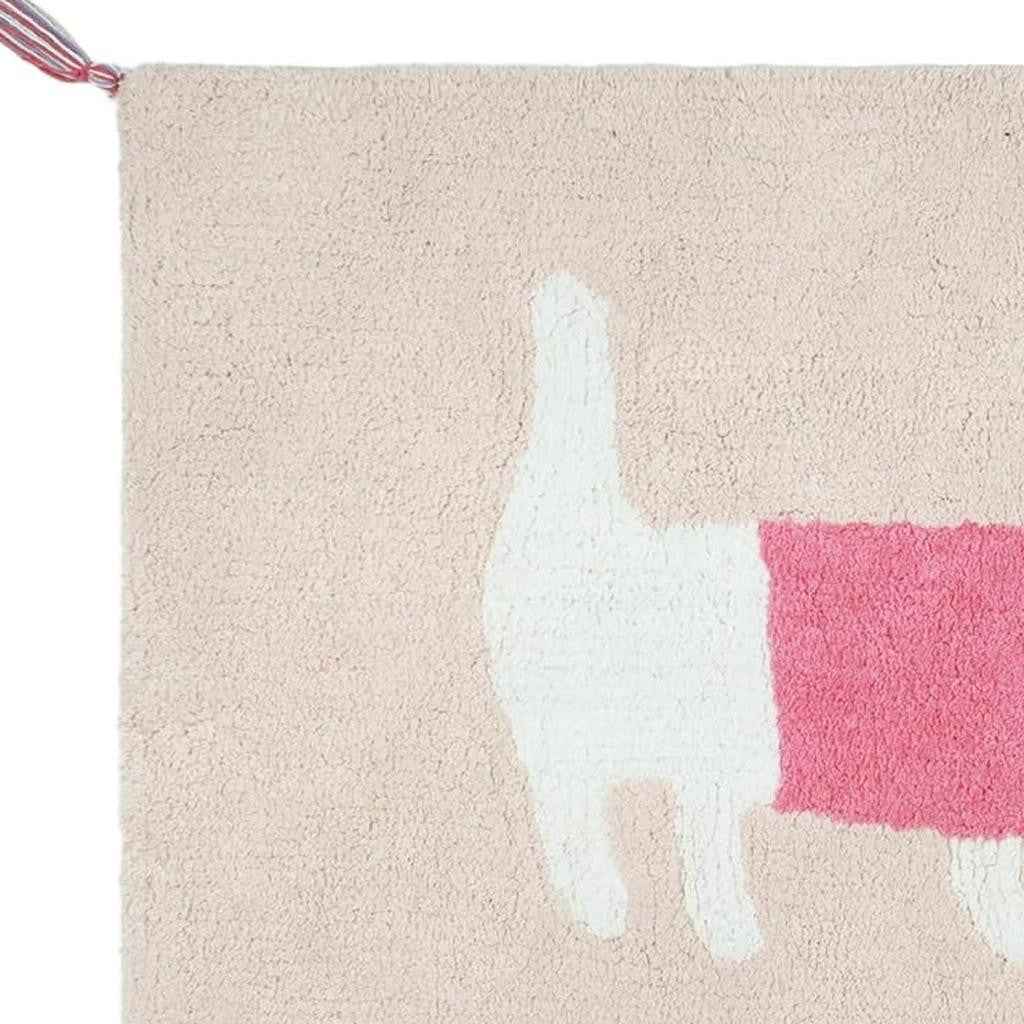 32" Pink And Purple Cotton Dog Youthful Bath Rug