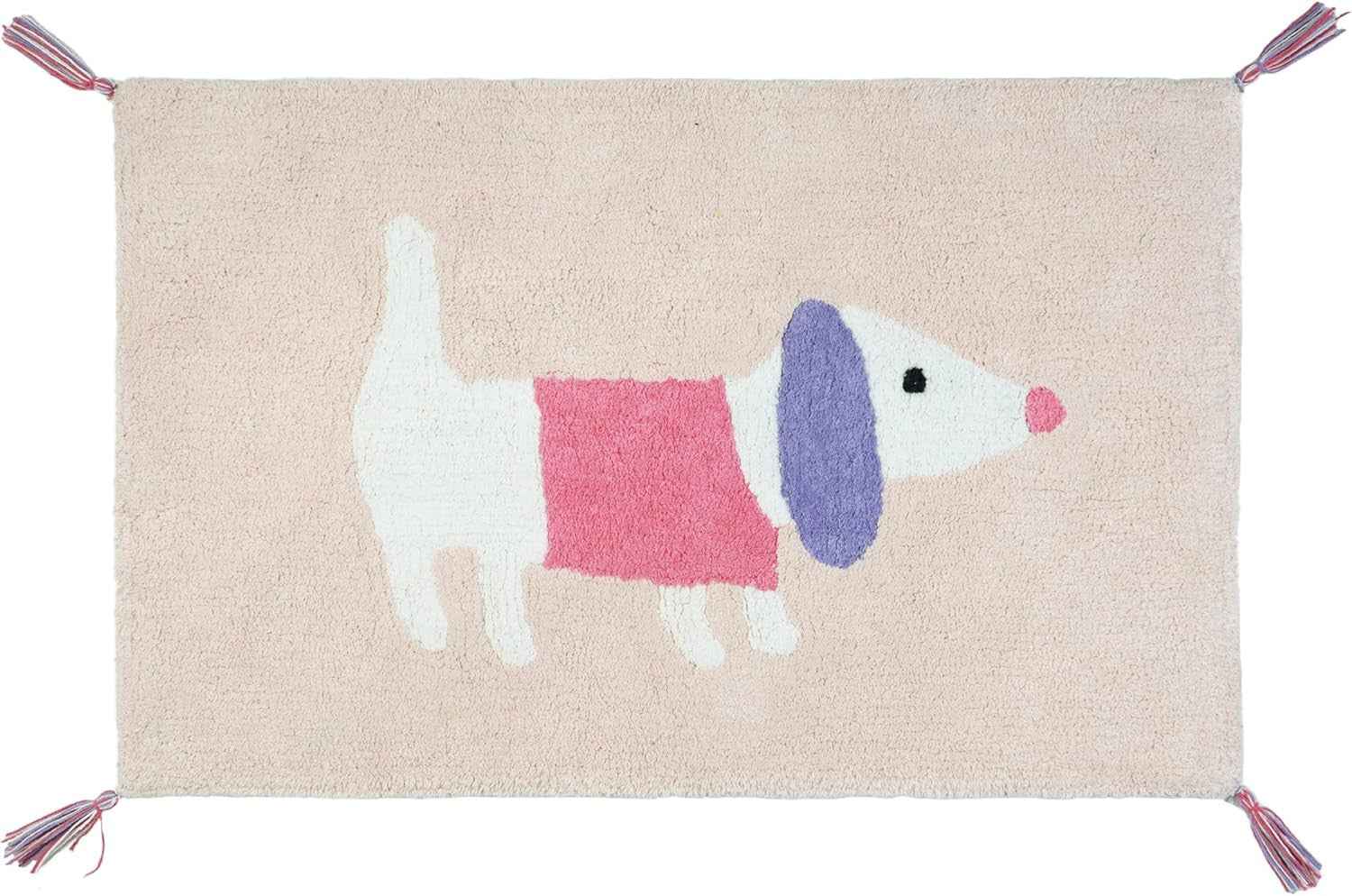 32" Pink And Purple Cotton Dog Youthful Bath Rug