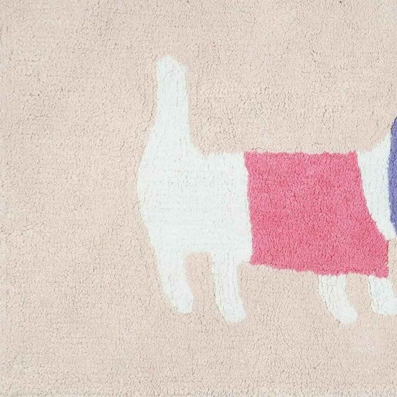 32" Pink And Purple Cotton Dog Youthful Bath Rug