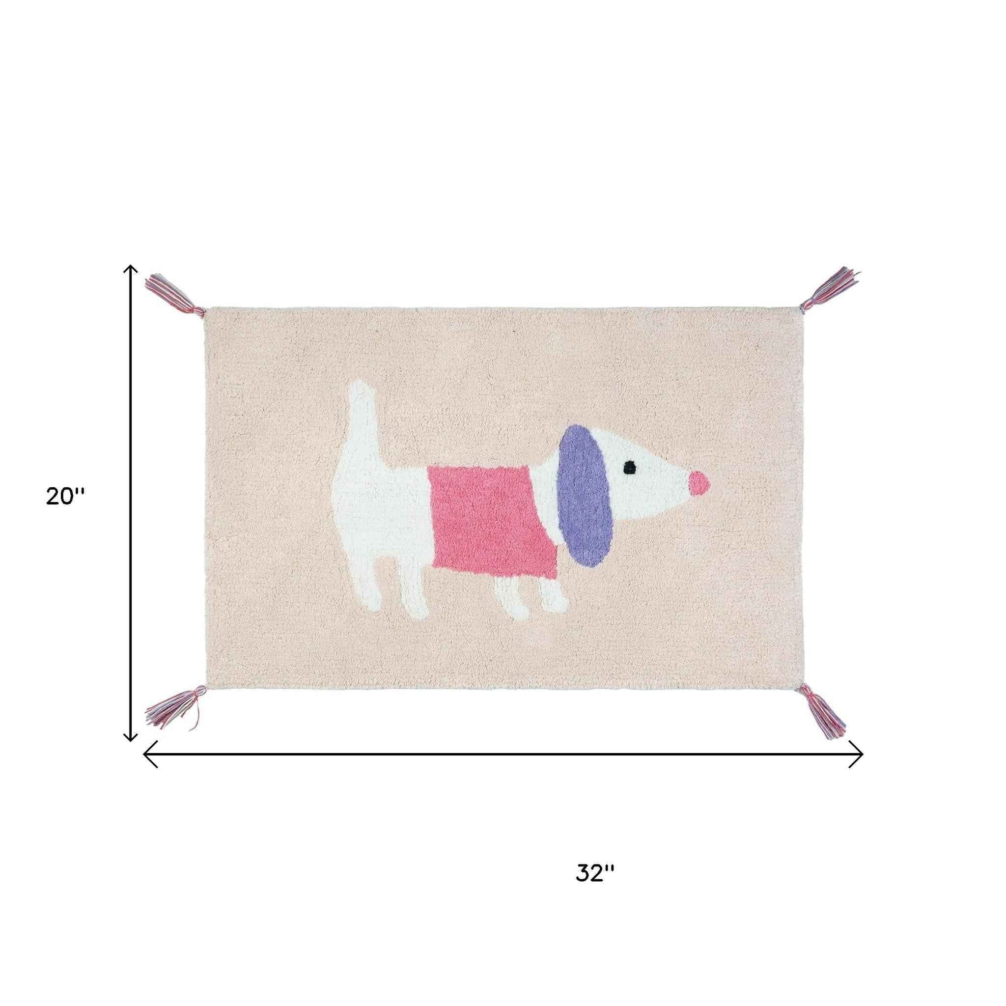32" Pink And Purple Cotton Dog Youthful Bath Rug