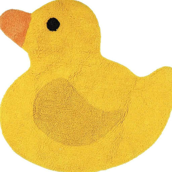 25" Yellow Cotton Rubber Duckie Youthful Bath Rug