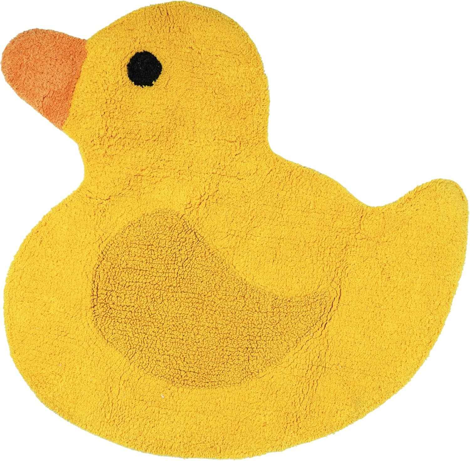 25" Yellow Cotton Rubber Duckie Youthful Bath Rug