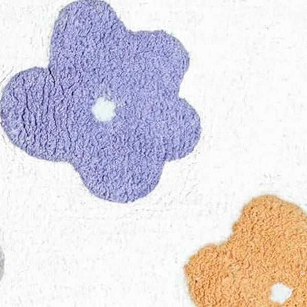 32" Pink And White Cotton Flowers Floral Floral Bath Rug