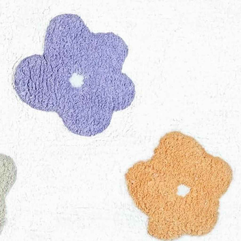 32" Pink And White Cotton Flowers Floral Floral Bath Rug