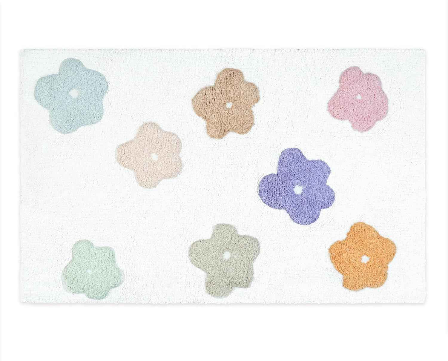 32" Pink And White Cotton Flowers Floral Floral Bath Rug