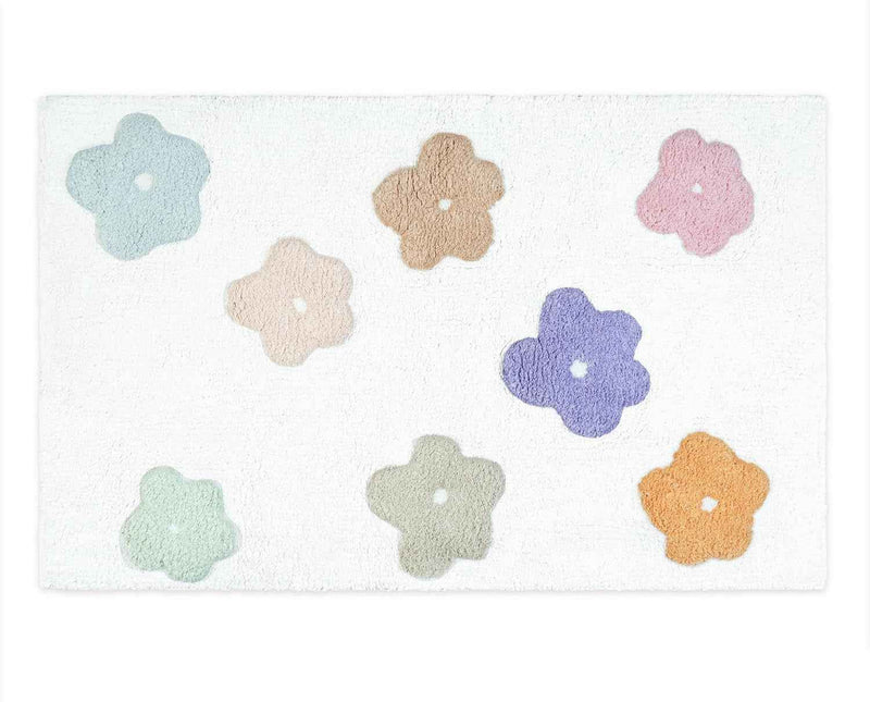 32" Pink And White Cotton Flowers Floral Floral Bath Rug