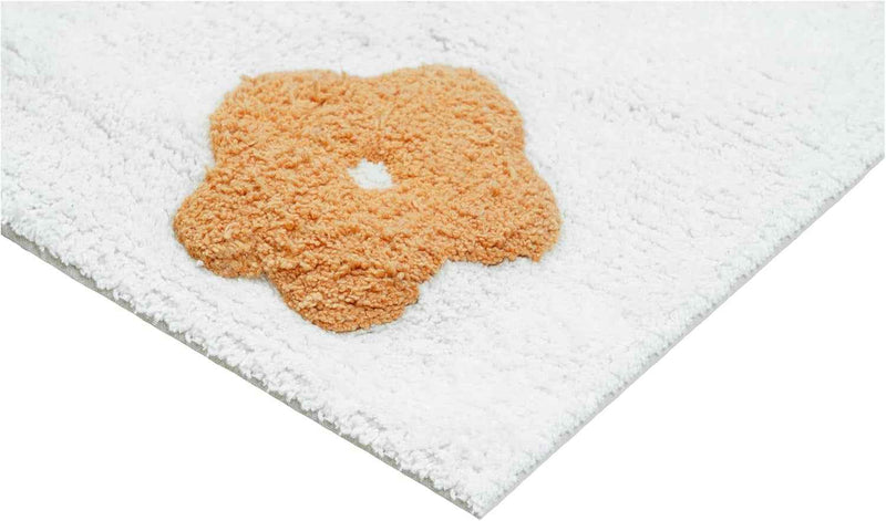 32" Pink And White Cotton Flowers Floral Floral Bath Rug