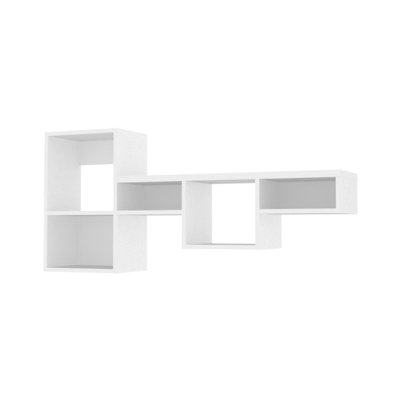 47" White Wood Wall Mounted Cubby Shelf - Office