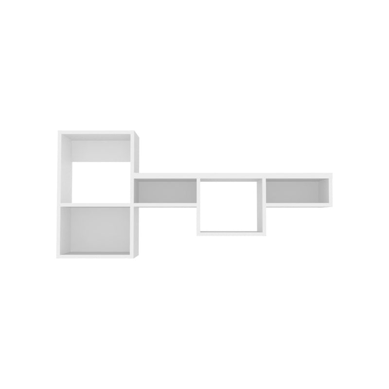 47" White Wood Wall Mounted Cubby Shelf - Office