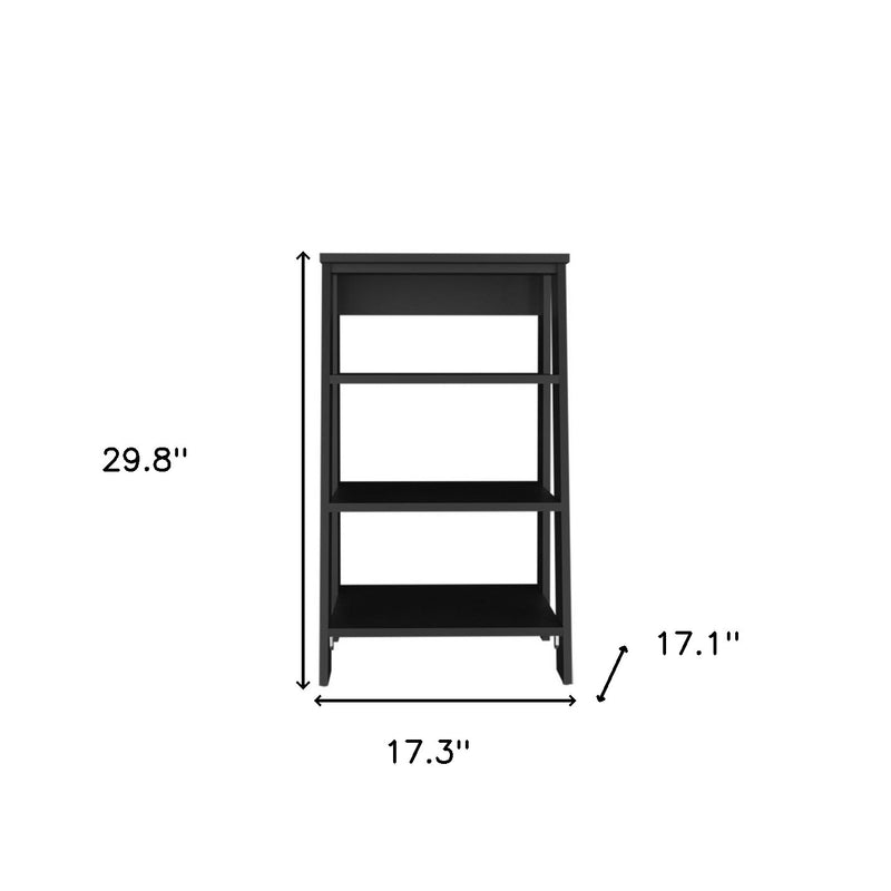 17" Black Wood Freestanding Bathroom Shelf - Office