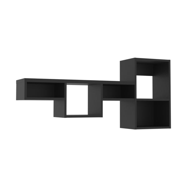 47" Black Wood Wall Mounted Cubby Shelf - Office