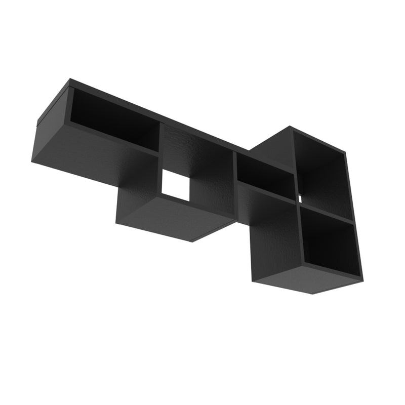 47" Black Wood Wall Mounted Cubby Shelf - Office