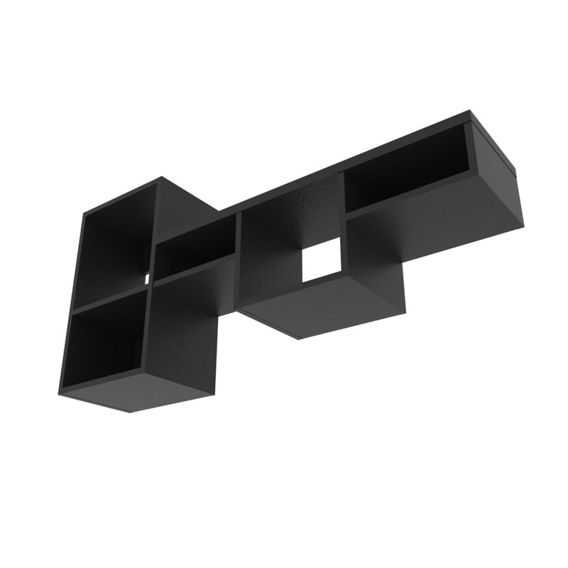 47" Black Wood Wall Mounted Cubby Shelf - Office